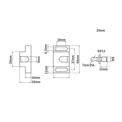 52-100-1 MODULAR SOLUTIONS PART<br>BALL CATCH SINGLE STUD PLASTC